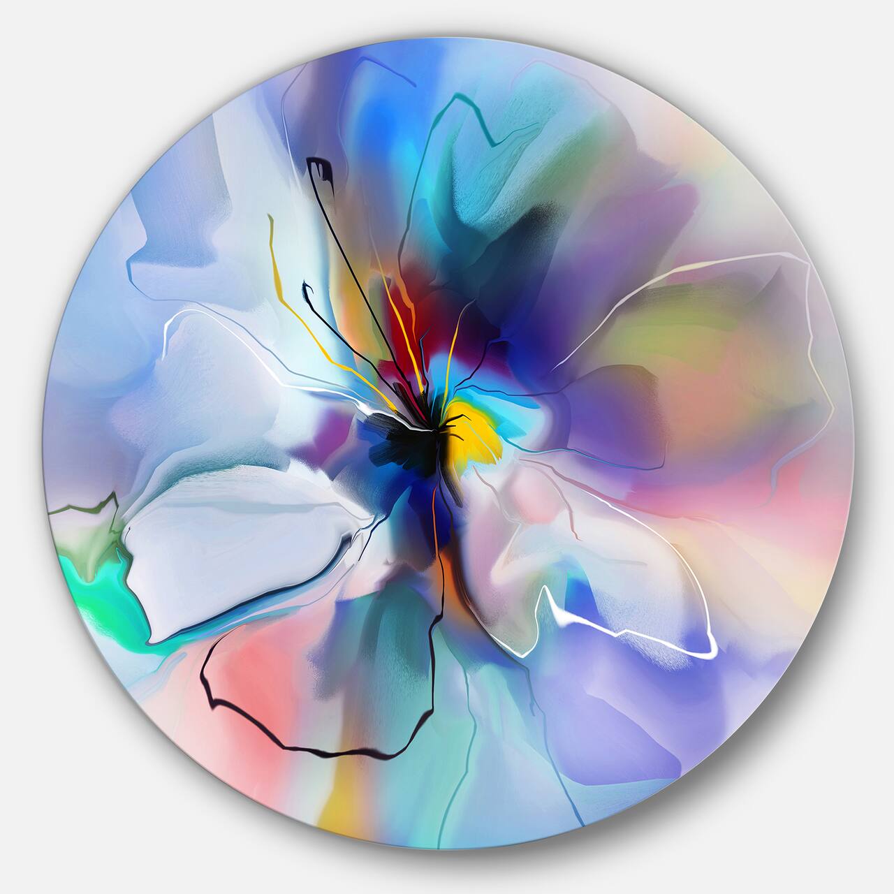 Designart - Abstract Creative Blue Flower' Extra Large Floral Wall Art